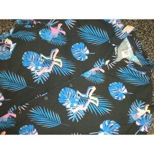 Dutch Bros Shirt Mens XL Black AOP Windmill Hawaiian Tropical Coffee Button‎ Up